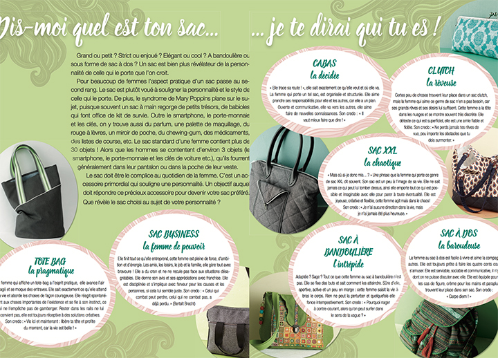 
Trouvez le sac qui vous correspond  - Burda Créatif n°52 2017
