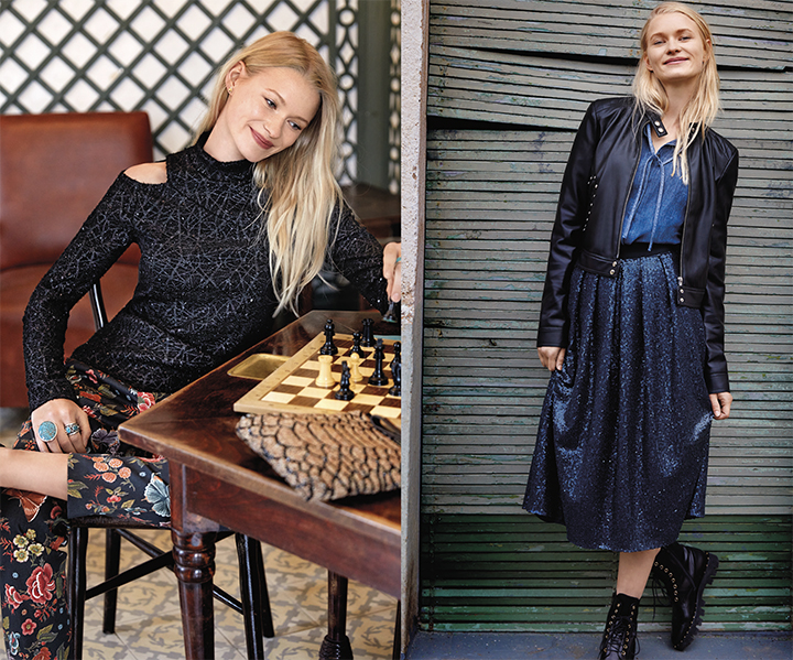 
Top découpé, blouson en similicuir et jupe pailletée - Burda Style Septembre 2017
