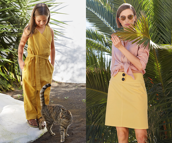 
Combinaison en lin jaune et jupe en coton stretch
 - Burda Style focus mai 2019
