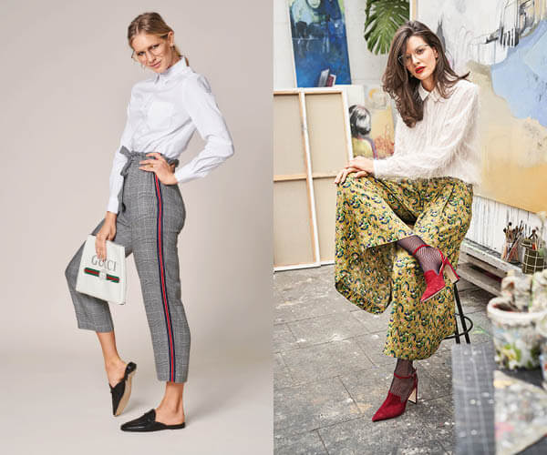 Pantalon 7/8e à la ligne paper bag et jupe-culotte à plis sur le devant