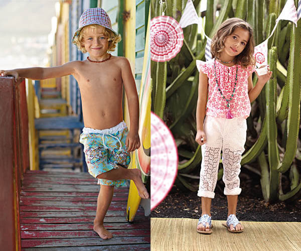 Bermuda à ceinture élastique et chemise en batiste à manches papillons