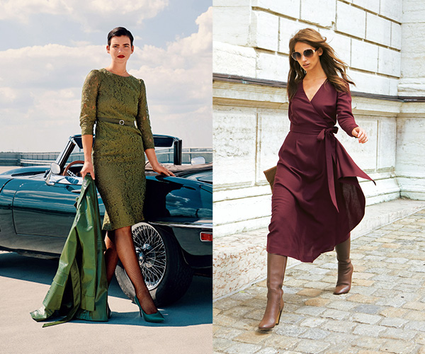 Robe en dentelle et ceinture en reps et robe portefeuille