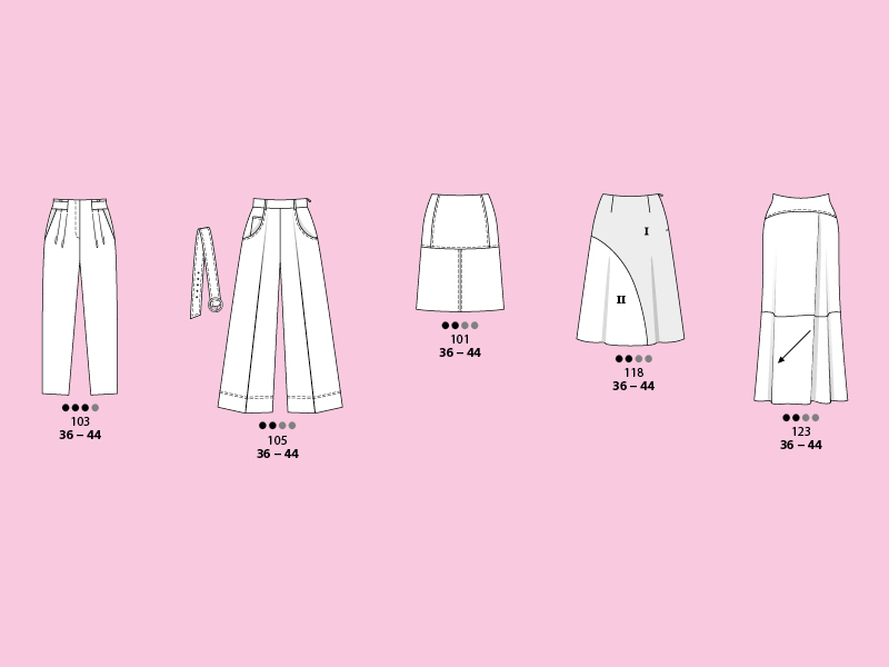 Deux pantalons et trois jupes tendances
