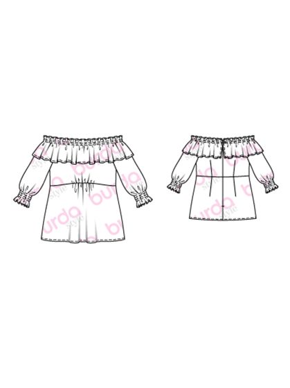 Blouse, robe n°119 de Burda Style Février 2017