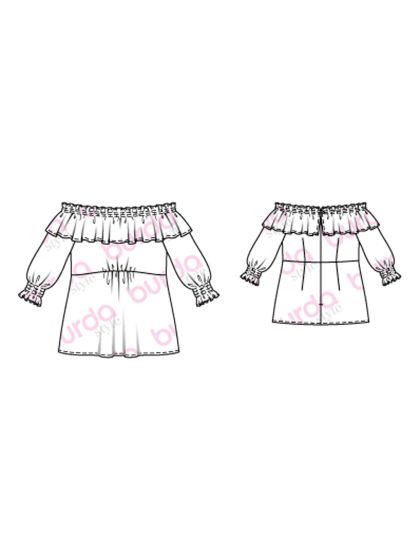 Blouse, robe n°119 de Burda Style Février 2017