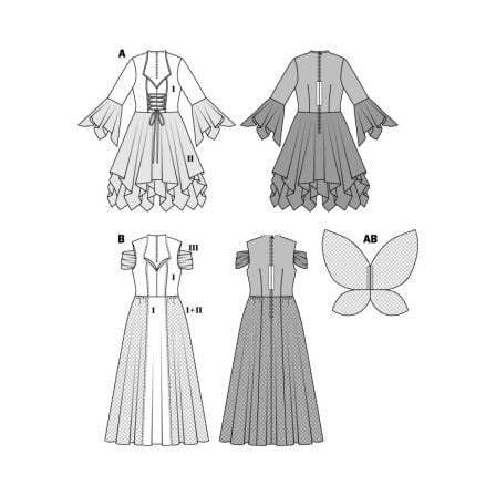  Robe à corsage elfe – Jupe à pointes – Ailes n°2372