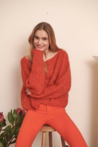 Pullover ample nid d'abeille en m double #30 | Burda Mailles n°16 - 2022