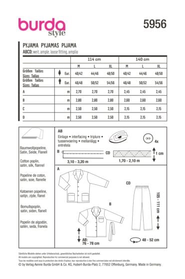 Pyjama unisexe n°5956 Automne/Hiver 2022