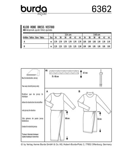 Robe jersey avec une jupe portefeuille n°6362