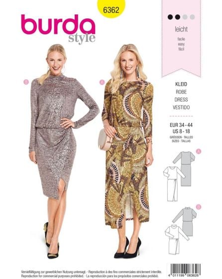 Robe jersey avec une jupe portefeuille n°6362
