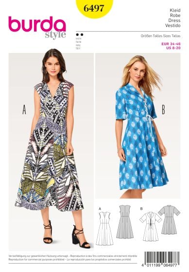 Robe encolure en V col à revers pointu n°6497