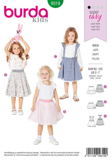 Jupe à ceinture élastique – jupe à bretelles pour fillette n°9319