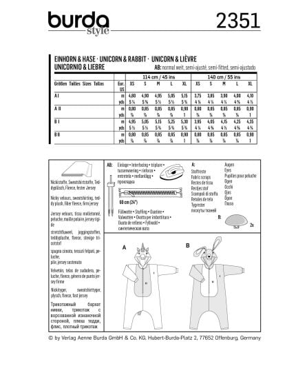 Combinaison pour Elle et Lui : licorne – lapin n°2351