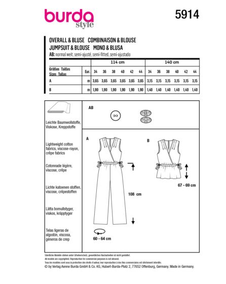 Combinaison & blouse n°5914 Printemps/Été 2023