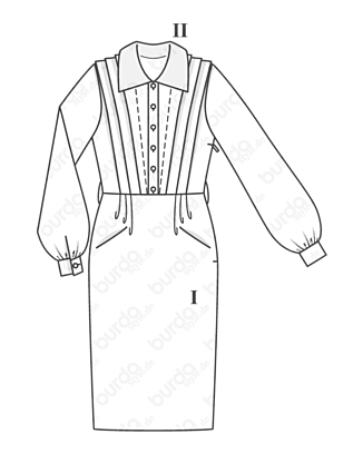 Robe, avec ceinture et écharpe amovible en Laine n°120 | Burda Style 10/20