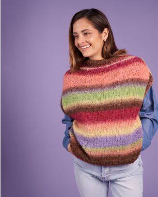 Poncho/débardeur en dégradé de couleurs #26 | Burda Mailles n°20 - 2023