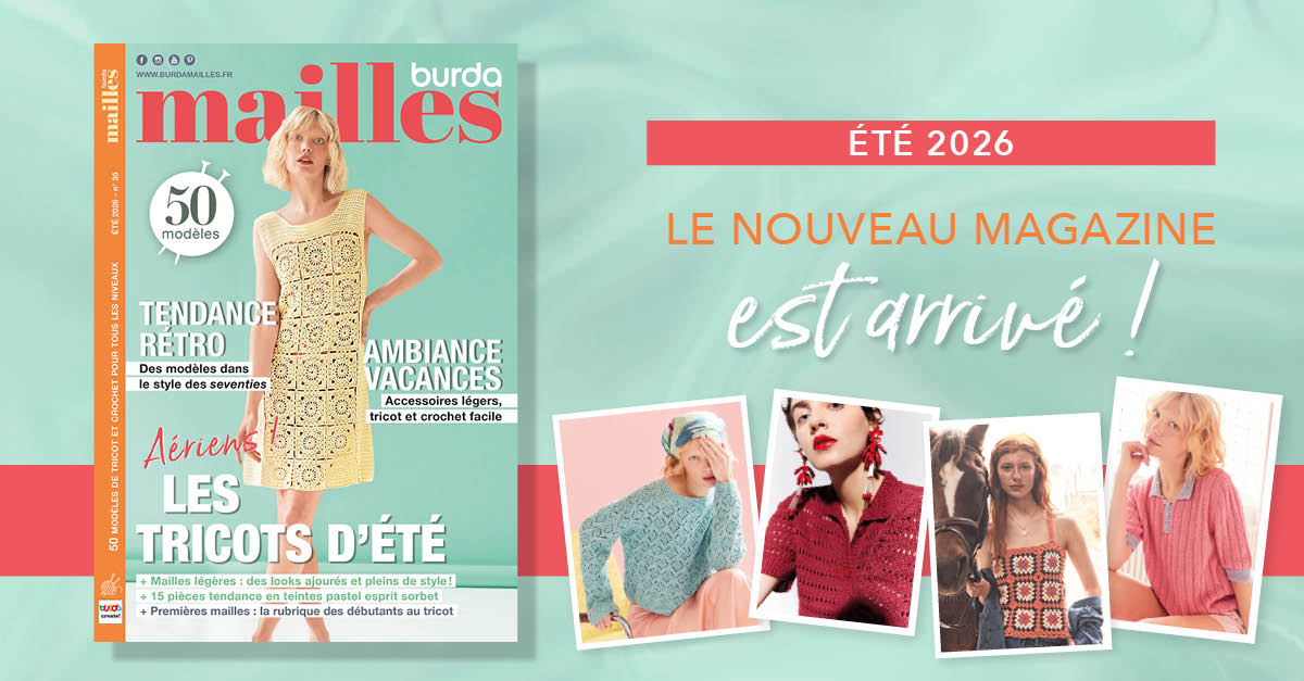 Nouvelle parution : Burda mailles n°35 – 50 patrons de tricot pour un été aérien