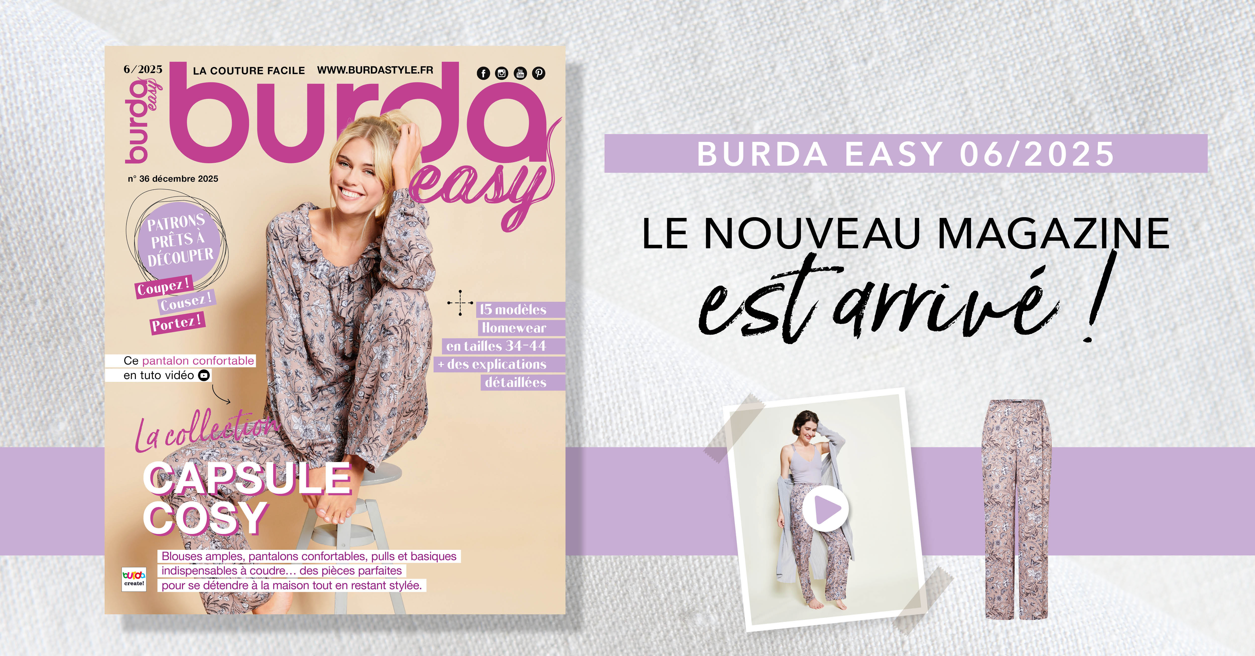 La collection capsule cosy avec Burda Easy de décembre 2025 