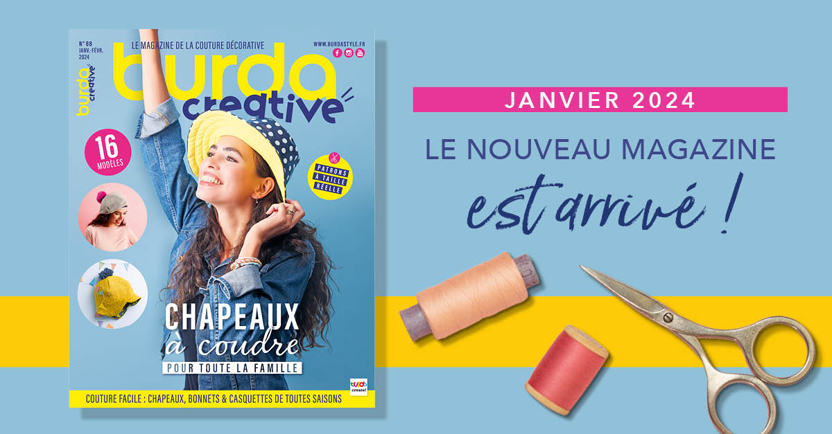 Nouvelle parution : Burda creative n° 88 – Je couds les chapeaux de toute la famille !