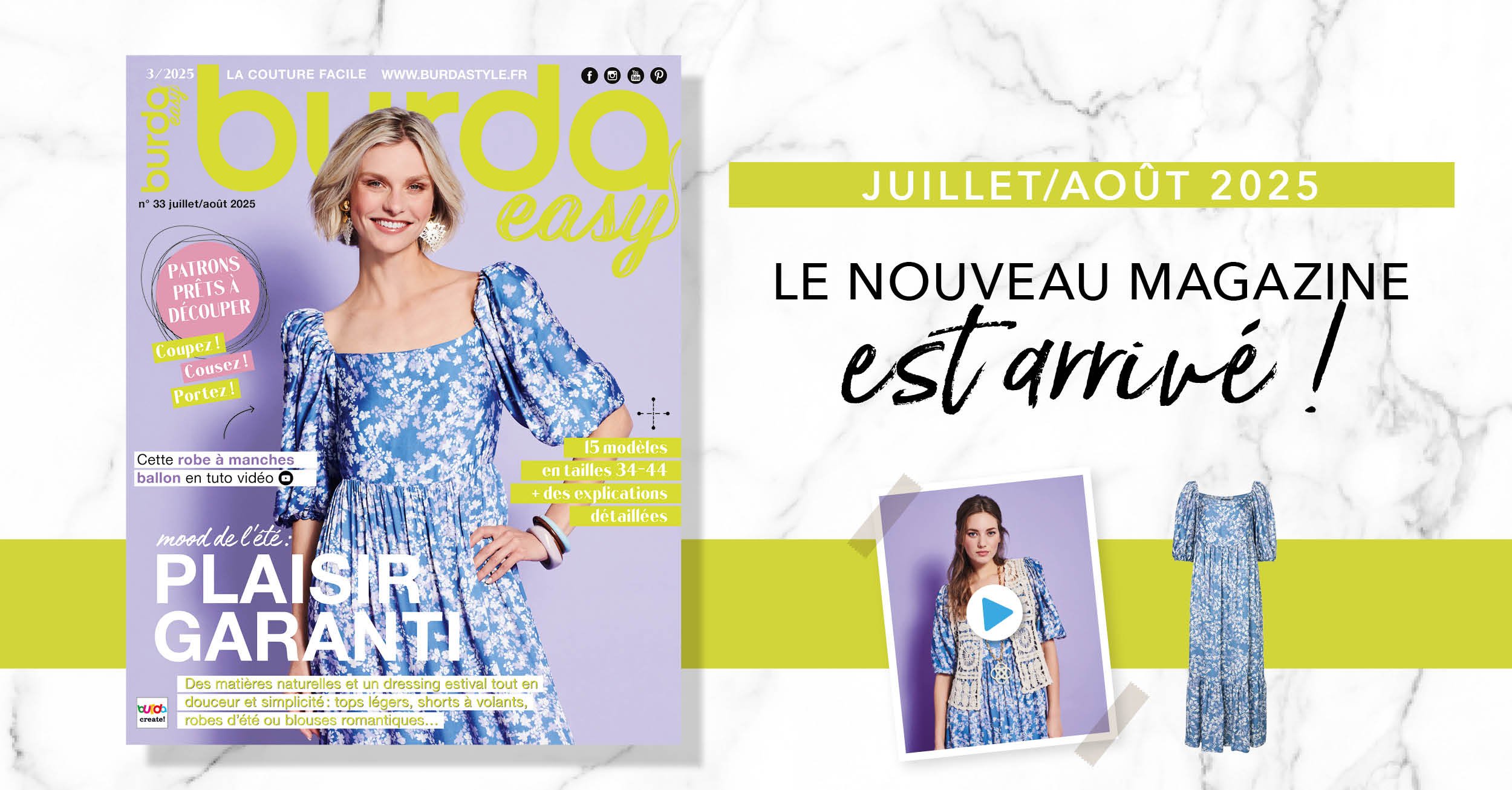 N° 33 Juillet/Août 2025 : coup de projecteur sur le nouveau numéro de burda easy !