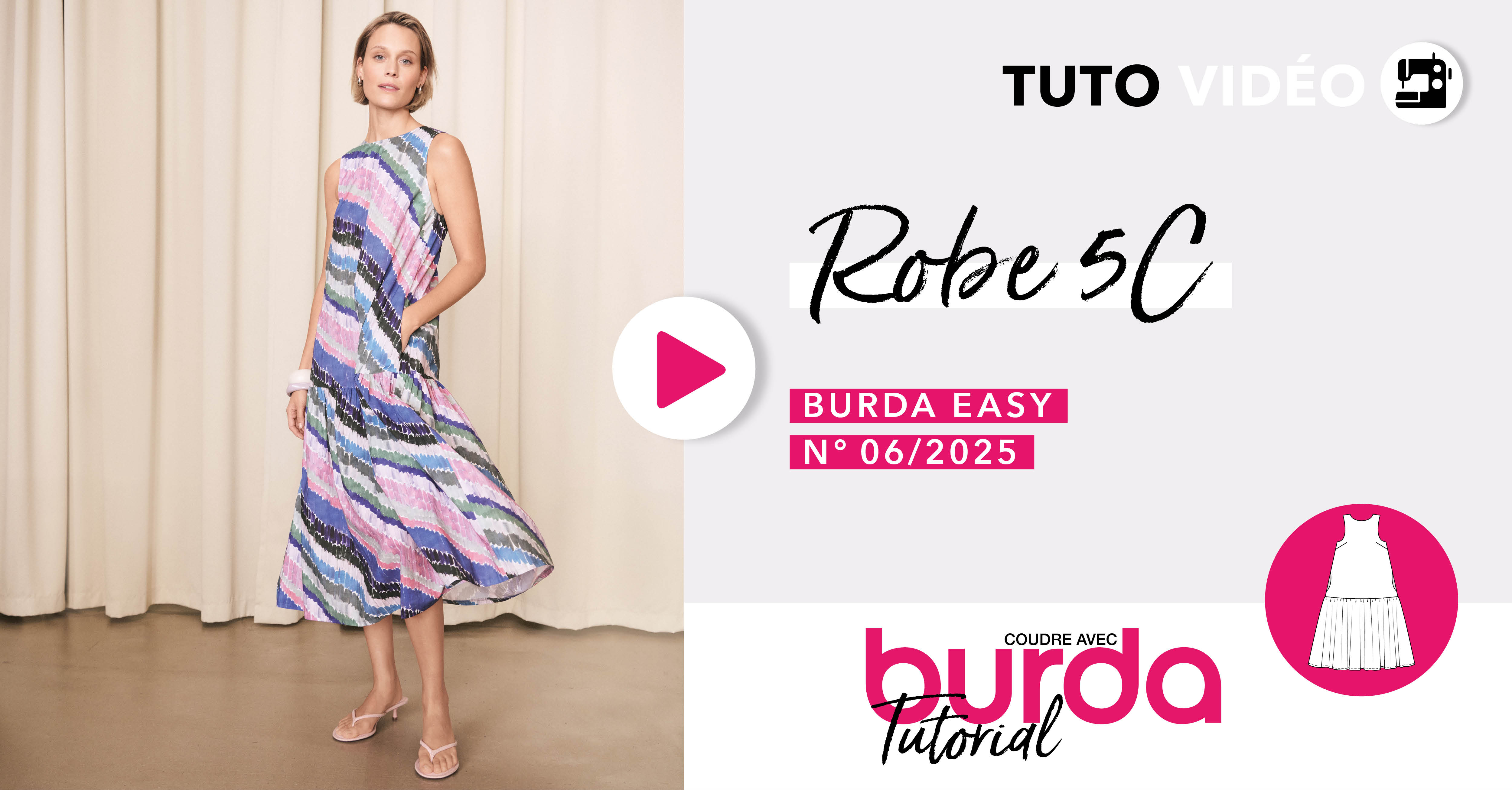 Tuto vidéo : la robe à maxi volant 5C - burda easy 01/2026