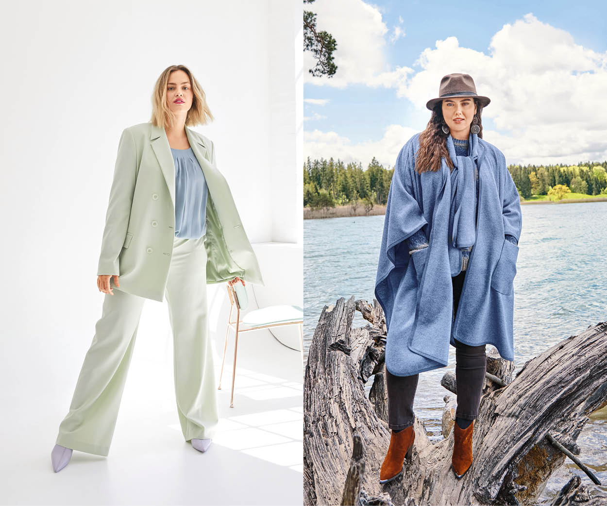 Blazer à longs revers et cape avec châle à coudre