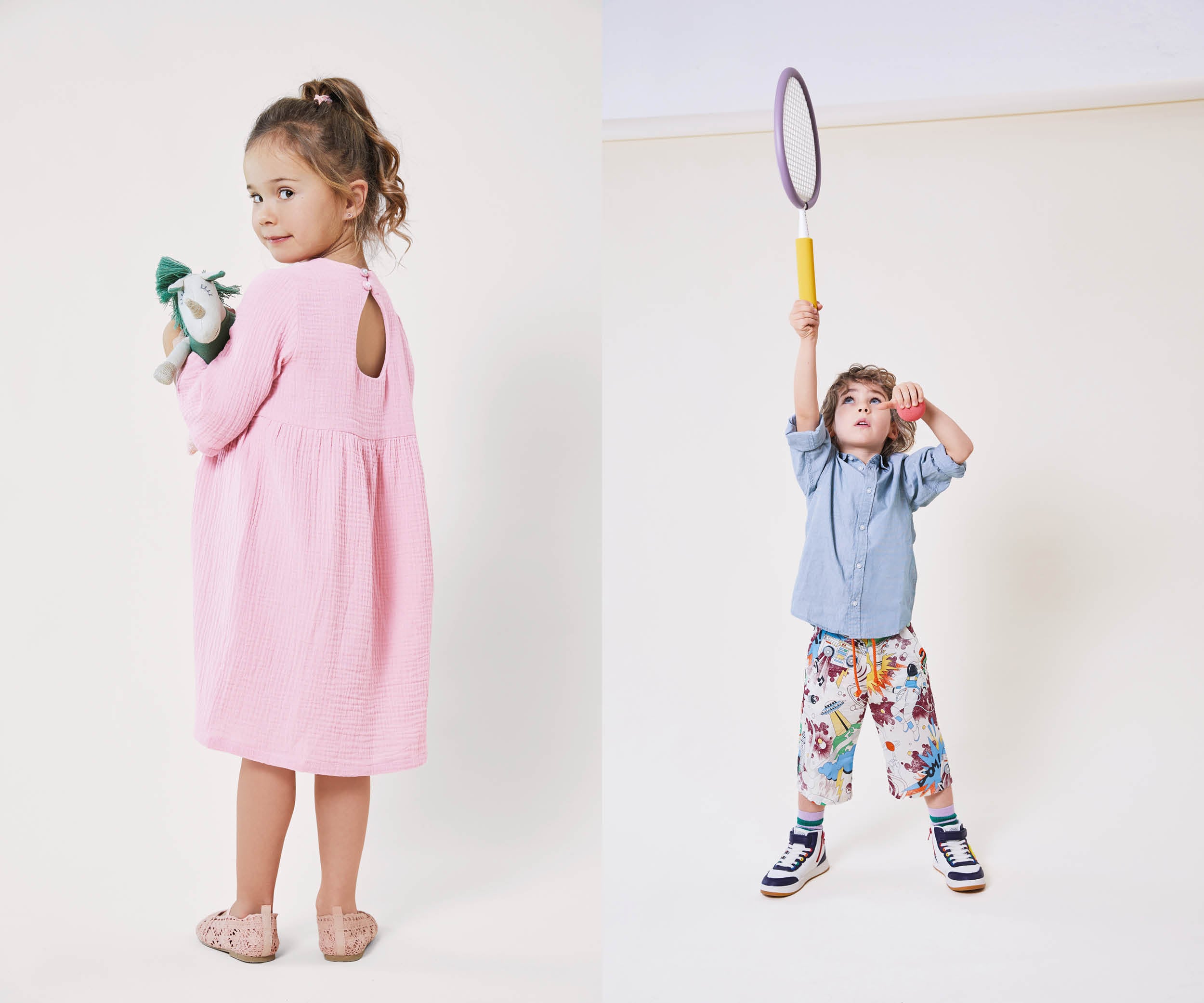 Robe en mousseline et short bermuda imprim&eacute;