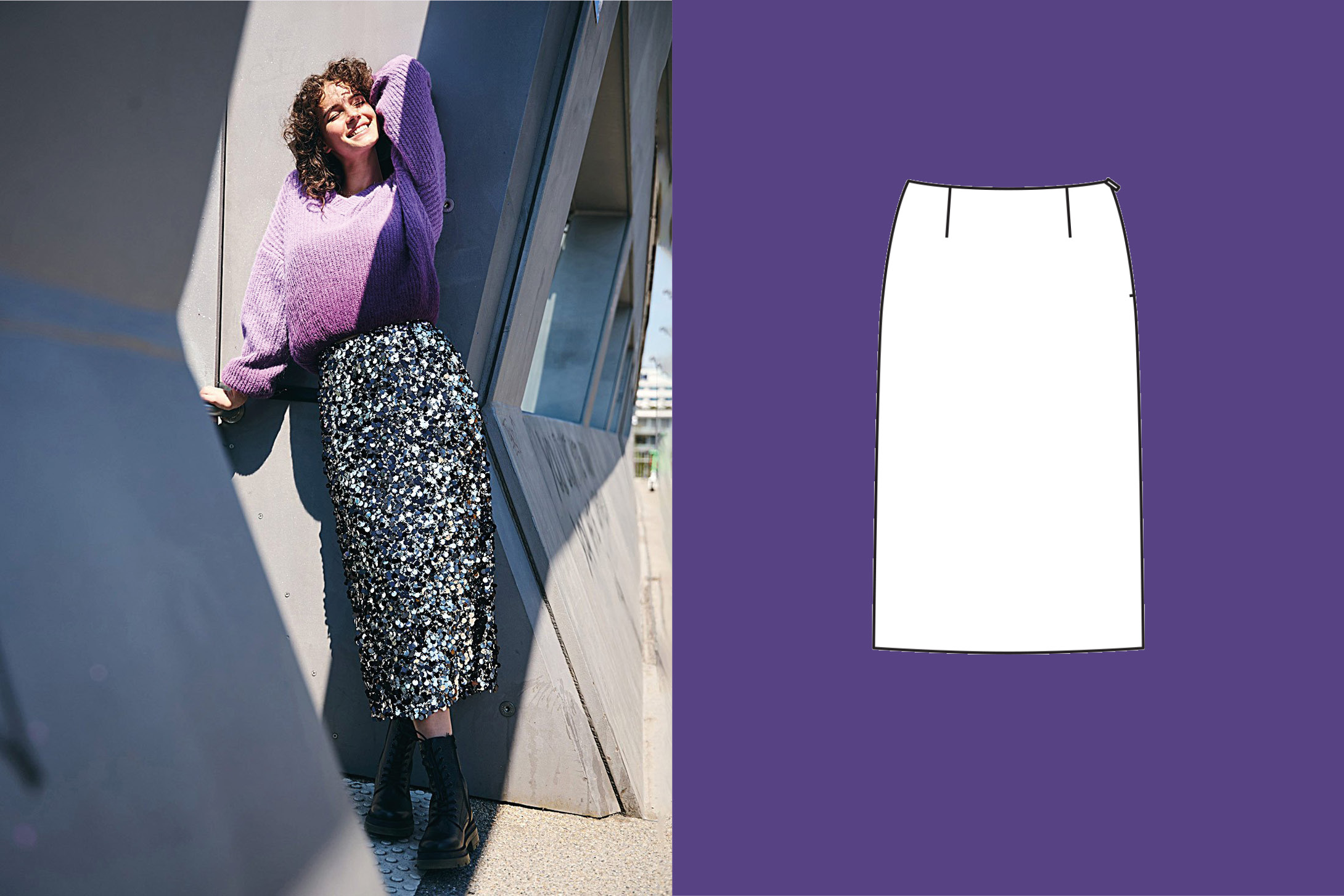 Jupe en tissu à paillettes n°101 | Burda Style 09/25 Jupe en tissu à paillettes n°101 | Burda Style 09/25