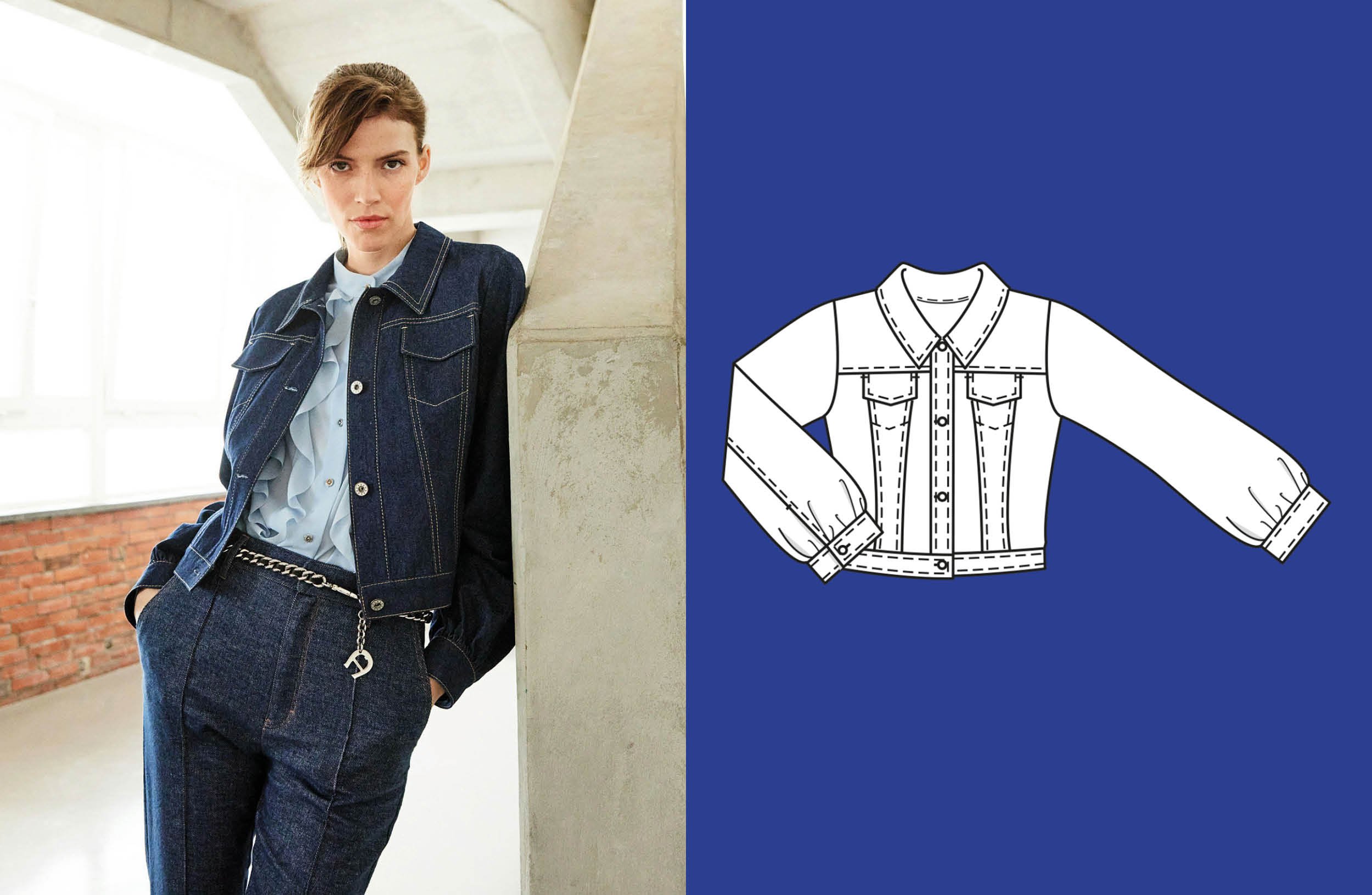 Veste en denim n° 113 | Burda Style 02/24 Veste en denim n° 113 | Burda Style 02/24